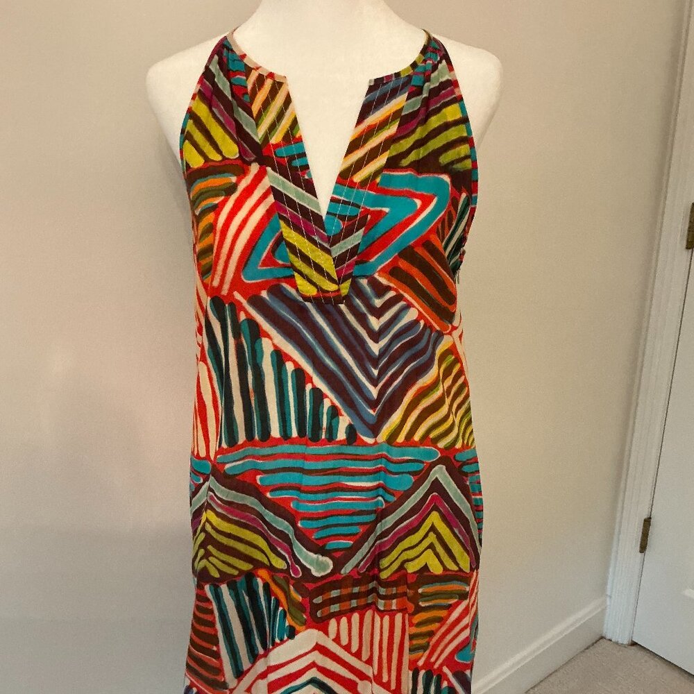 J. Crew Collection Lined Geo Multicolor Brushstroke Halter Dress - Size 2